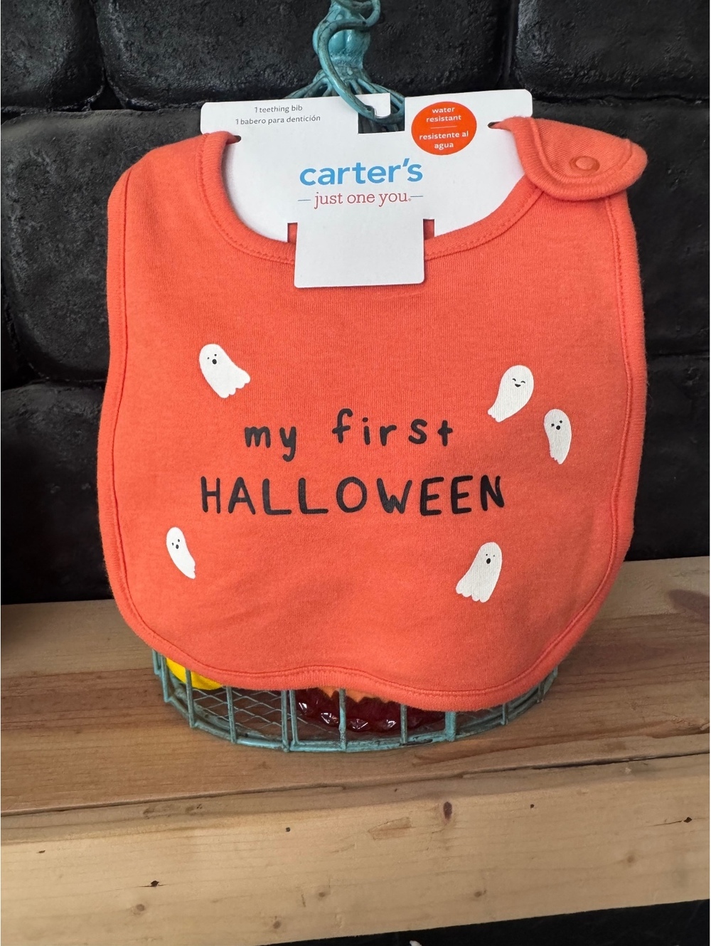 Carter’s My First Halloween Orange Baby Bib Water Resistant
